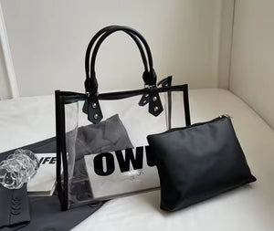 Bolso casual transparente con neceser estilo 2025 " Owu"