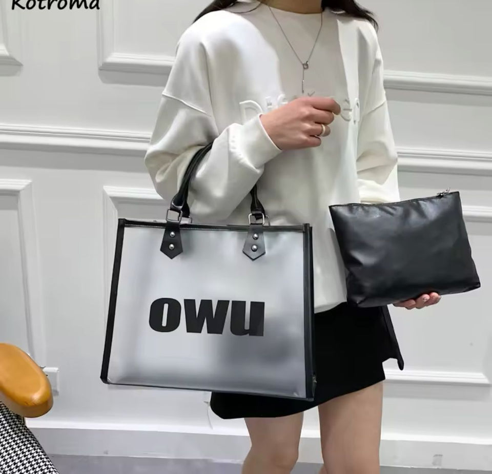 Bolso casual transparente con neceser estilo 2025 " Owu"
